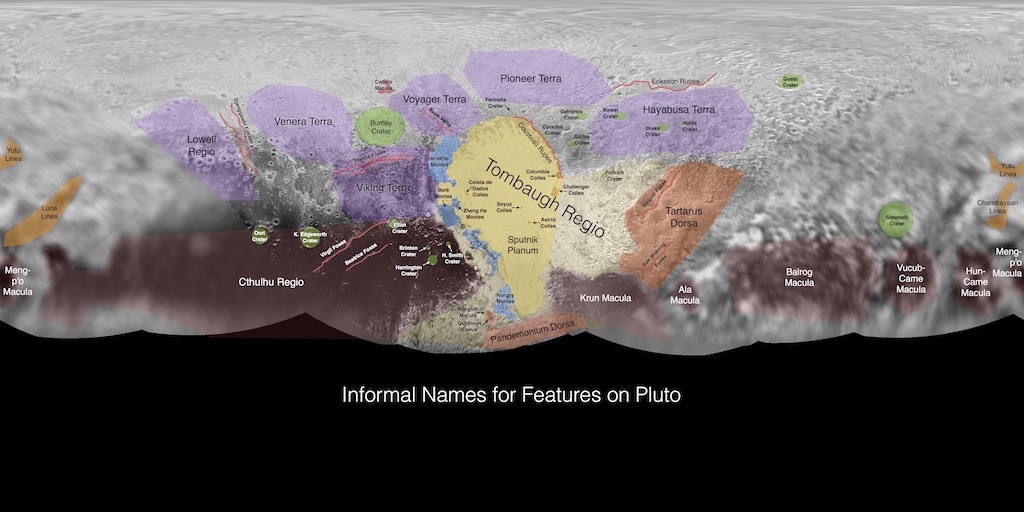La prima mappa di Plutone con toponomastica