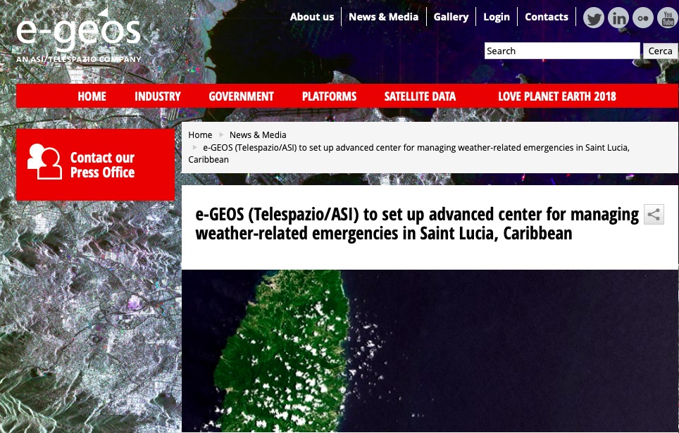 Un centro avanzato per la gestione delle emergenze meteorologiche a Saint Lucia, nei Caraibi da e-GEOS