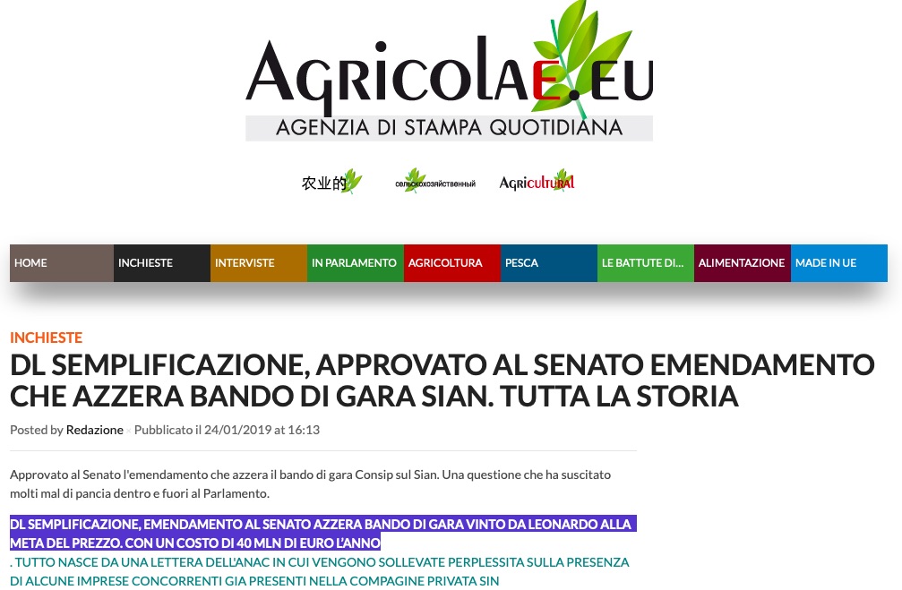 Gare Consip ancora in discussione per i voli aerofotogrammetrici per le erogazioni in agricoltura