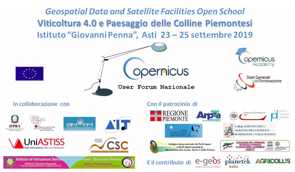 Copernicus Open School su Viticoltura 4.0 e Paesaggio: Asti dal 23 al 25 settembre – ISCRIZIONI APERTE