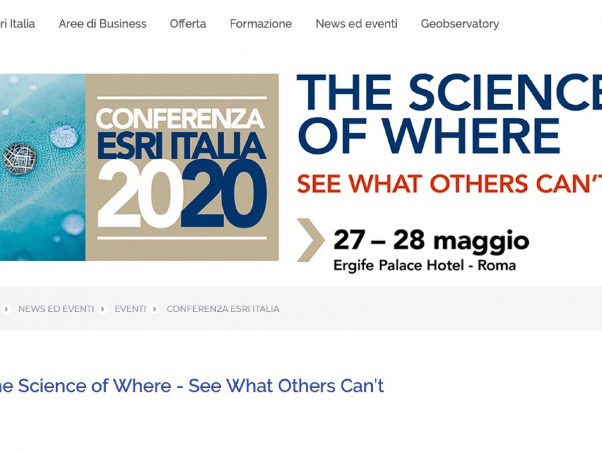 Conferenza Esri Italia 2019 - The Science of Where. See What Others Can't