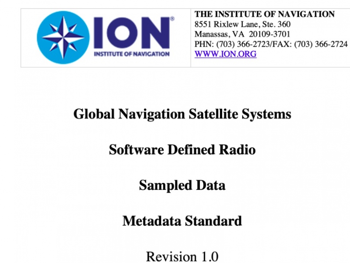L'Istituto di navigazione ha pubblicato lo standard sui metadati per i sistemi GNSS software.