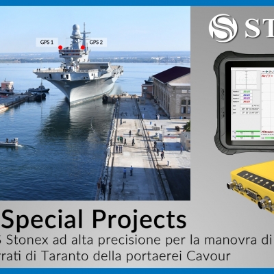 Soluzione GPS Stonex ad alta precisione per la manovra di ingresso nel Bacino Ferrati di Taranto della portaerei Cavour