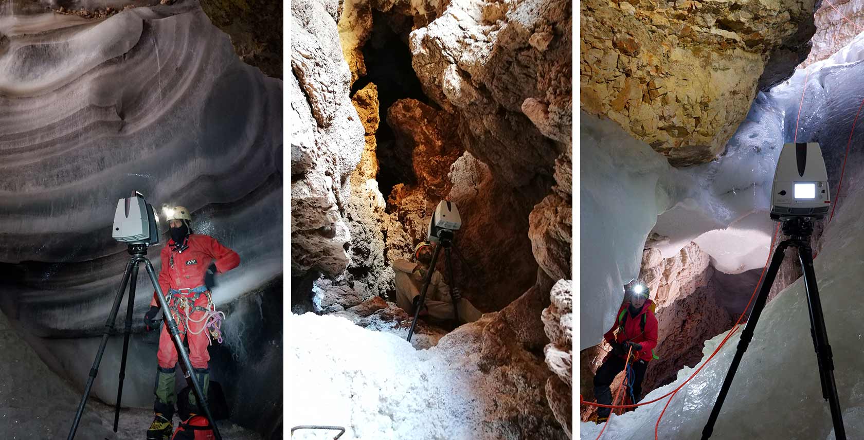 Scansione laser 3D per il rilevamento dei mutamenti strutturali in grotte di sale e ghiaccio